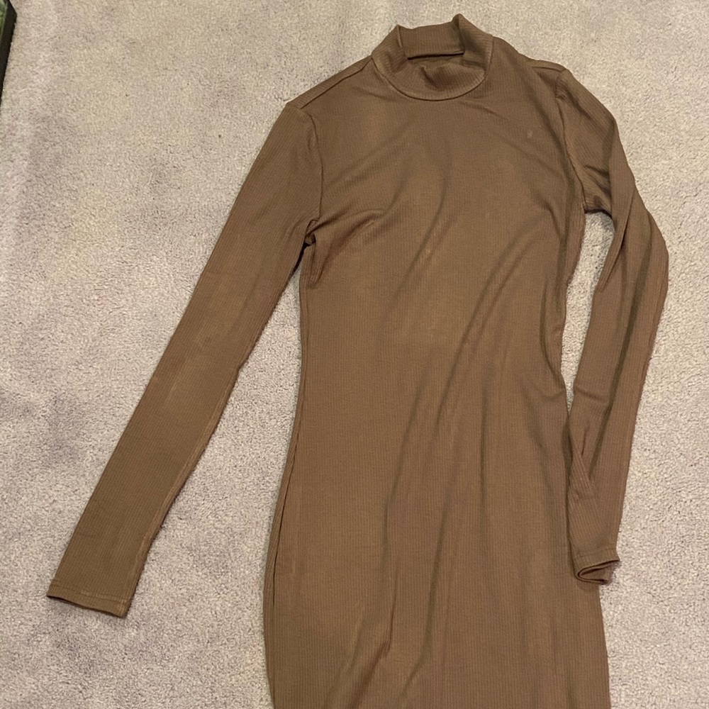 shein bodycon brown dress